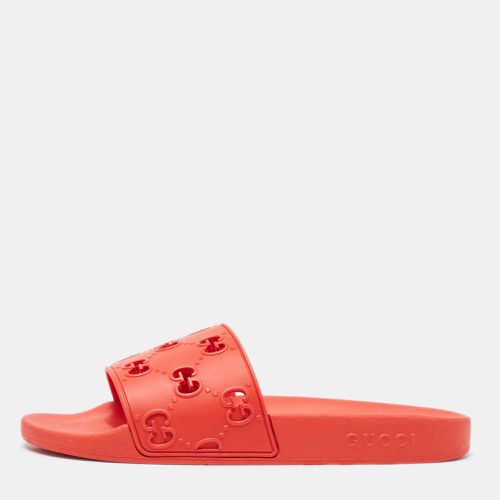 Red Rubber Flat Slides Size 42 - Gucci - Modalova