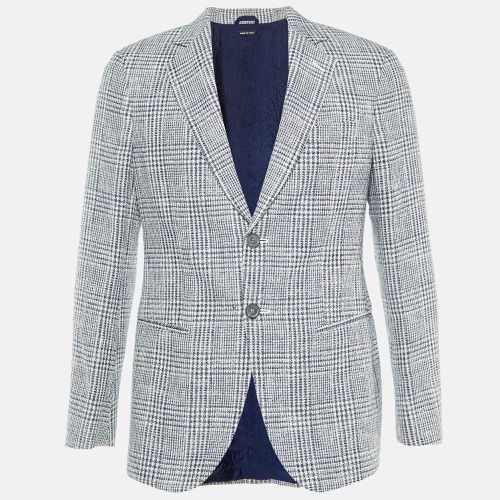 White Plaid Wool Blend George Single Breasted Blazer M - Giorgio Armani - Modalova