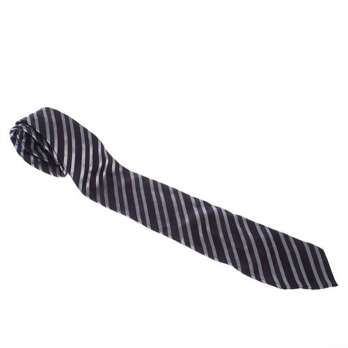 Dark Diagonal Stripes Silk Jacquard Traditional Tie - Giorgio Armani - Modalova