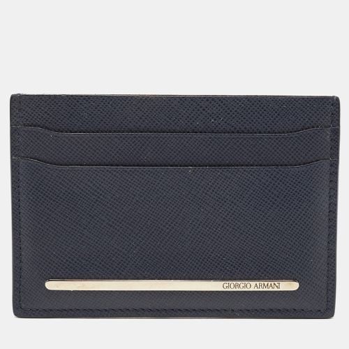 Navy Leather Card Holder - Giorgio Armani - Modalova