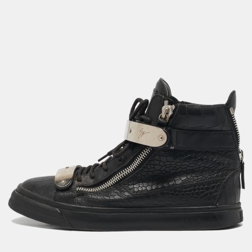 Croc Embossed Patent Leather Double Zip High Top Sneakers Size 40 - Giuseppe Zanotti - Modalova