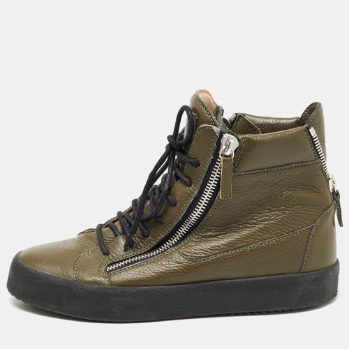 Olive Leather Double Zip Sneakers Size 41.5 - Giuseppe Zanotti - Modalova