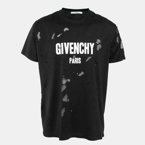 Logo Print Distressed Cotton Knit Crew Neck T-Shirt XS - Givenchy - Modalova