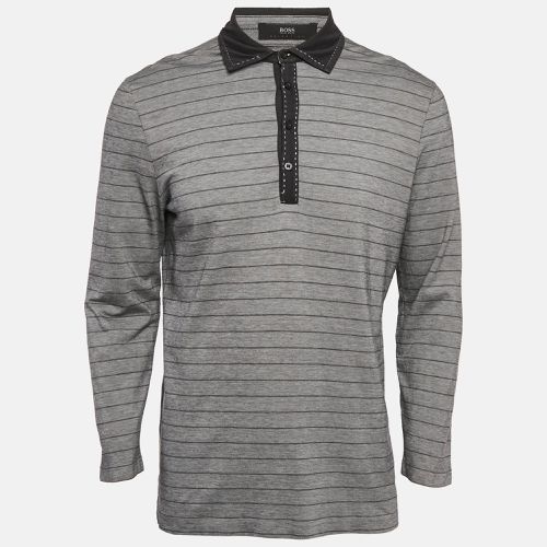 Boss by Striped Jersey Long Sleeve Polo T-Shirt L - Hugo Boss - Modalova