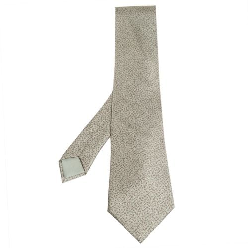 Hermes Pale Green H Print Silk Tie - Hermes - Modalova