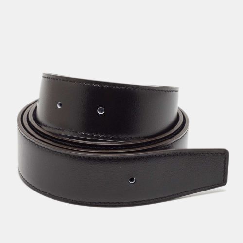 Bleu Nuit/Noir Togo and Box Leather Reversible Belt Strap 90 CM - Hermes - Modalova