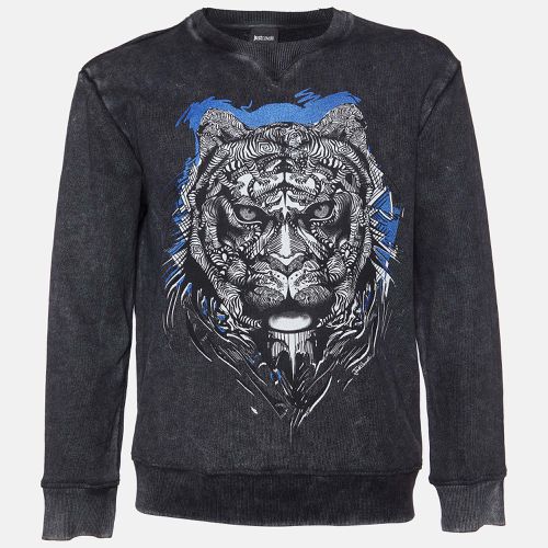 Tiger Printed Cotton Sweatshirt XL - Just Cavalli - Modalova