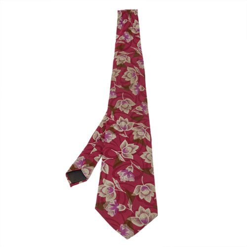 Floral Print Traditional Silk Tie - Lanvin - Modalova