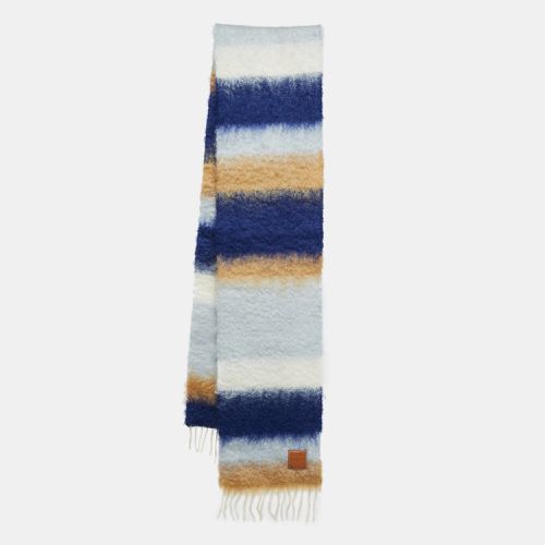 Brown Anagram Patch Striped Mohair Blend Tasseled Scarf - Loewe - Modalova