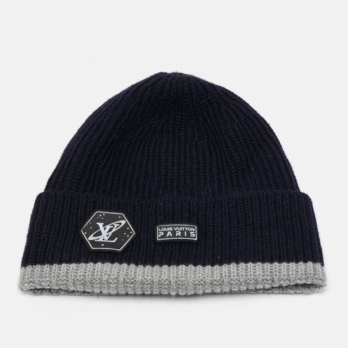 Navy Logo Applique Wool Rib Knit Beanie - Louis Vuitton - Modalova