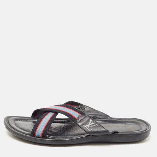 Tricolor Leather and Canvas Cross Strap Slides Size 42 - Louis Vuitton - Modalova