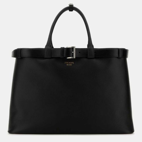 Leather Large Buckle Satchel Bag - Prada - Modalova