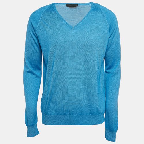 Prada Blue Knit V-Neck Sweater XXL - Prada - Modalova