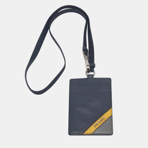 Multicolor Saffiano Stripe Leather Badge Holder - Prada - Modalova