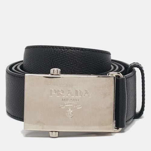 Leather Logo Plague Buckle Belt 95CM - Prada - Modalova