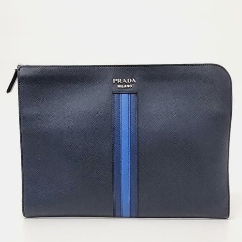 Leather Saffiano Treble Clutch - Prada - Modalova