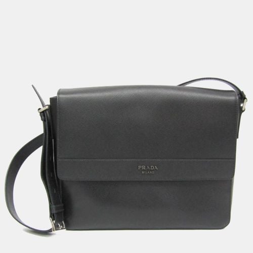 Nero Saffiano Cuir Leather Messenger Bag - Prada - Modalova