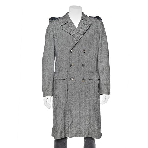 Wool Herringbone Double Breasted Coat XL - Roberto Cavalli - Modalova