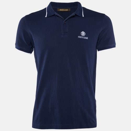 Logo Embroidered Cotton Polo T-Shirt L - Roberto Cavalli - Modalova