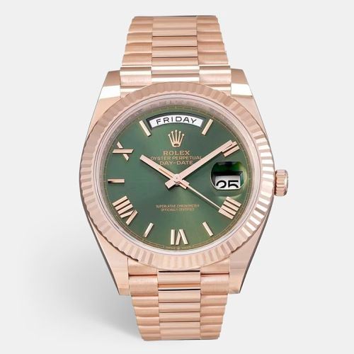 Olive 18K Rose Gold Day-Date 228235 Men's Wristwatch 40 mm - Rolex - Modalova