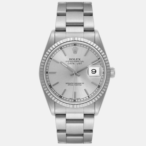 Datejust Steel White Gold Dial Men's Watch 36.0 mm - Rolex - Modalova