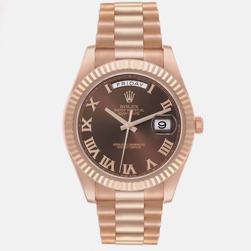 Day-Date II Everose Chocolate Roman Dial Rose Gold Men's Watch 41.0 mm - Rolex - Modalova