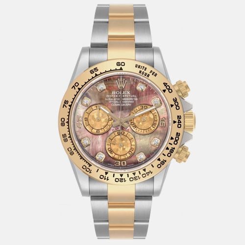 Daytona Steel Yellow Gold Tahitian Mother Of Pearl Diamond Men's Watch 116503 40 mm - Rolex - Modalova