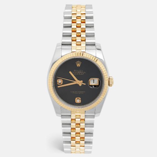 Onyx Diamond 18k Yellow Gold Stainless Steel Datejust 116233 Men's Wristwatch 36 mm - Rolex - Modalova