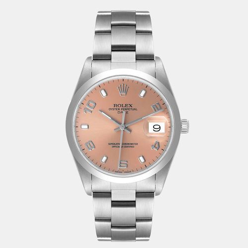 Salmon Stainless Steel Oyster Perpetual 15200 Men's Wristwatch 34 mm - Rolex - Modalova