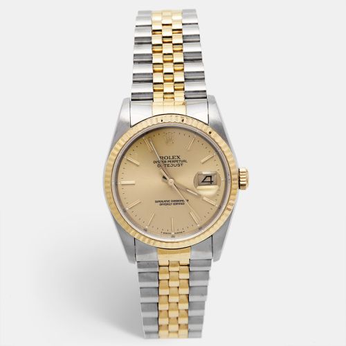 Champagne 18k Yellow Stainless Steel Datejust 16233 Men's Wristwatch 36 mm - Rolex - Modalova