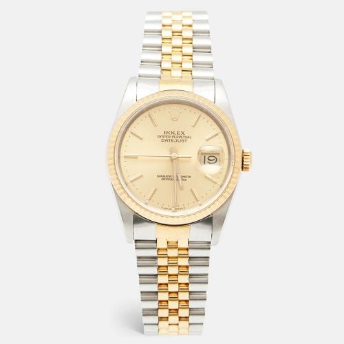 Champagne 18k Yellow Stainless Steel Datejust 16233 Men's Wristwatch 36 mm - Rolex - Modalova