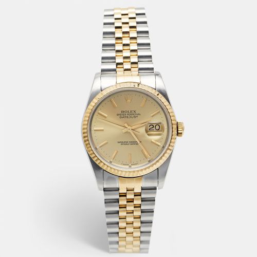 Champagne 18k Yellow Stainless Steel Datejust 16233 Men's Wristwatch 36 mm - Rolex - Modalova