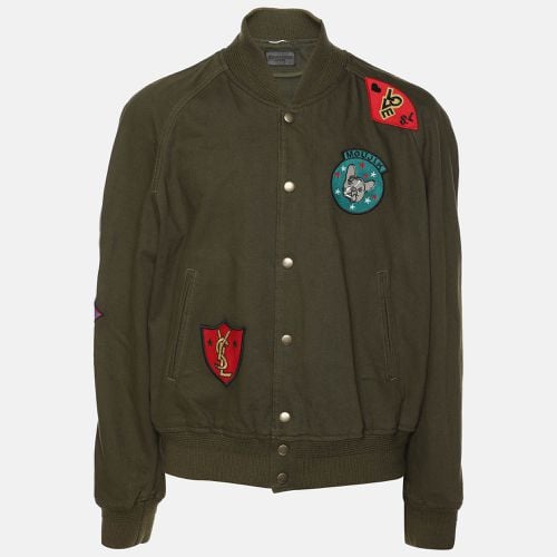 Saint Laurent Olive Cotton Souvenir Patch Teddy Jacket XXL - Saint Laurent Paris - Modalova