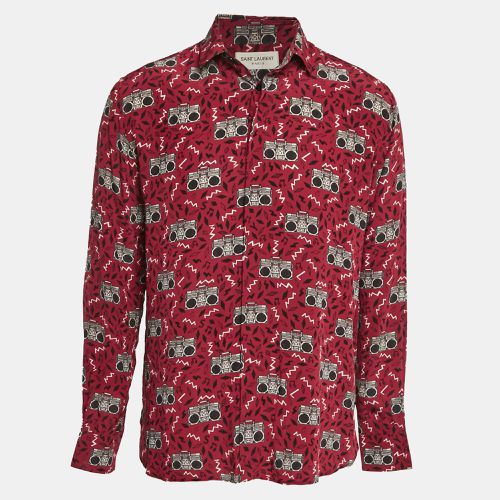 Printed Silk Long Sleeve Shirt M - Saint Laurent Paris - Modalova