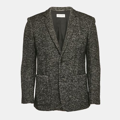 Saint Laurent Grey Herringbone Tweed Double Pea Coat M - Saint Laurent Paris - Modalova