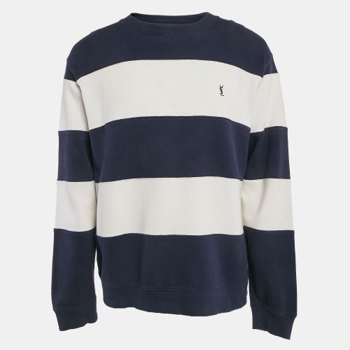 Yves Saint Laurent Vintage /White Striped Cotton Pique Long Sleeve T-Shirt L - Saint Laurent Paris - Modalova