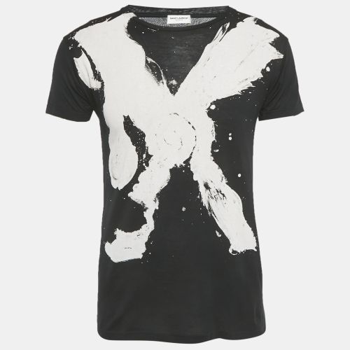 Printed Cotton Crewneck T-Shirt XS - Saint Laurent Paris - Modalova