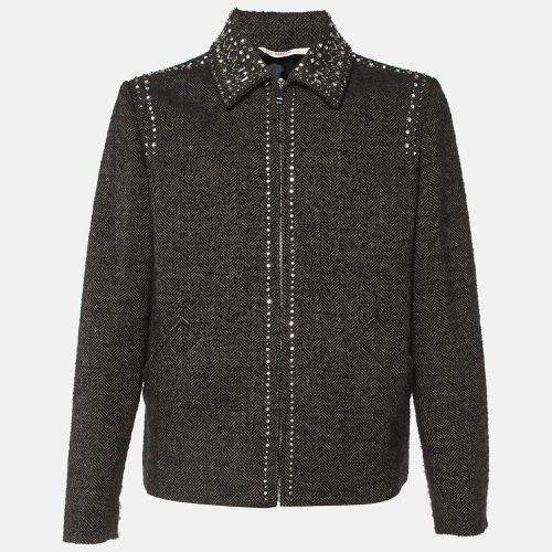 Studded Wool Tweed Zip-Up Jacket L - Valentino - Modalova