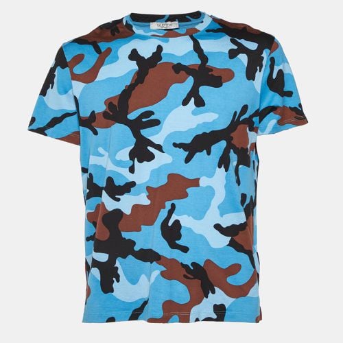 Camo Print Cotton Round Neck T-Shirt L - Valentino - Modalova