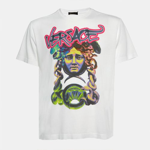 Medusa Graffiti Print Cotton Crew Neck T-Shirt M - Versace - Modalova