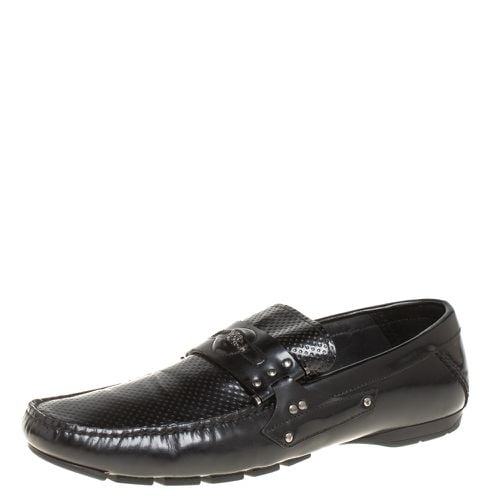 Leather Medusa Detail Slip On Loafers Size 43 - Versace - Modalova