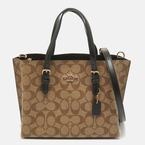 Black Signature Coated Canvas and Leather Molly 25 Tote - Coach - Modalova