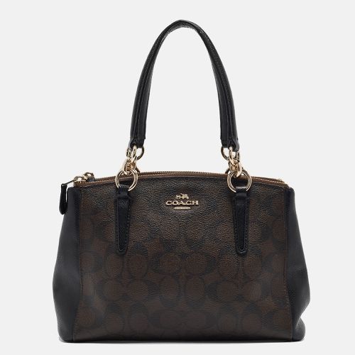 Black/ Signature Coated Canvas and Leather Mini Christie Carryall Satchel - Coach - Modalova