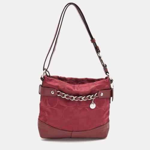 Signature Satin and Leather Chain Detail Hobo - Coach - Modalova