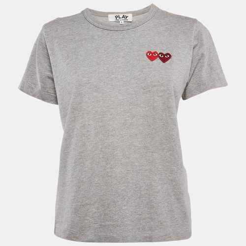 Play Reverse Heart Embroidered Cotton T-Shirt L - Comme des Garcons - Modalova