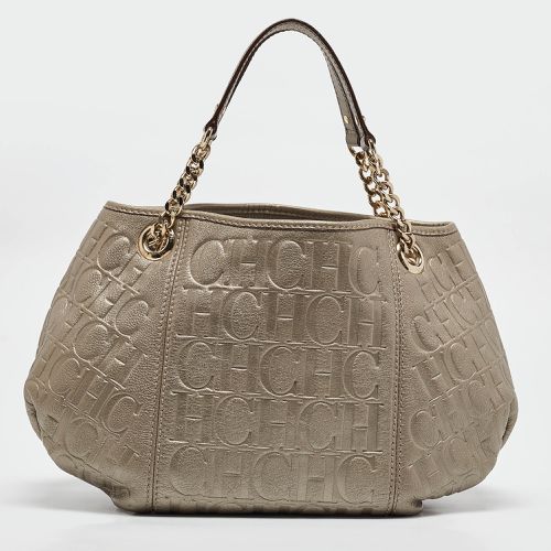 Monogram Embossed Leather Chain Hobo - Carolina Herrera - Modalova