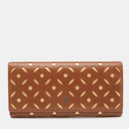 Gold Leather Lasercut Flap Continental Wallet - Carolina Herrera - Modalova