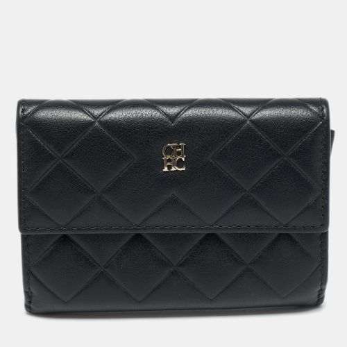 Quilted Leather Flap Compact Wallet - Carolina Herrera - Modalova