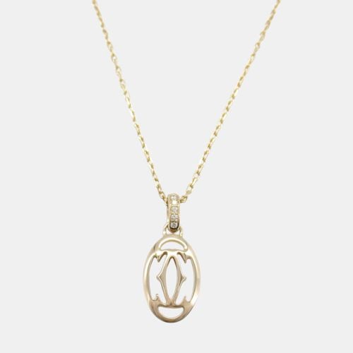 K Gold Double C Diamond Pendant Necklace - Cartier - Modalova