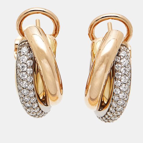 Trinity Semi Paved Diamonds 18k Three Tone Earrings - Cartier - Modalova